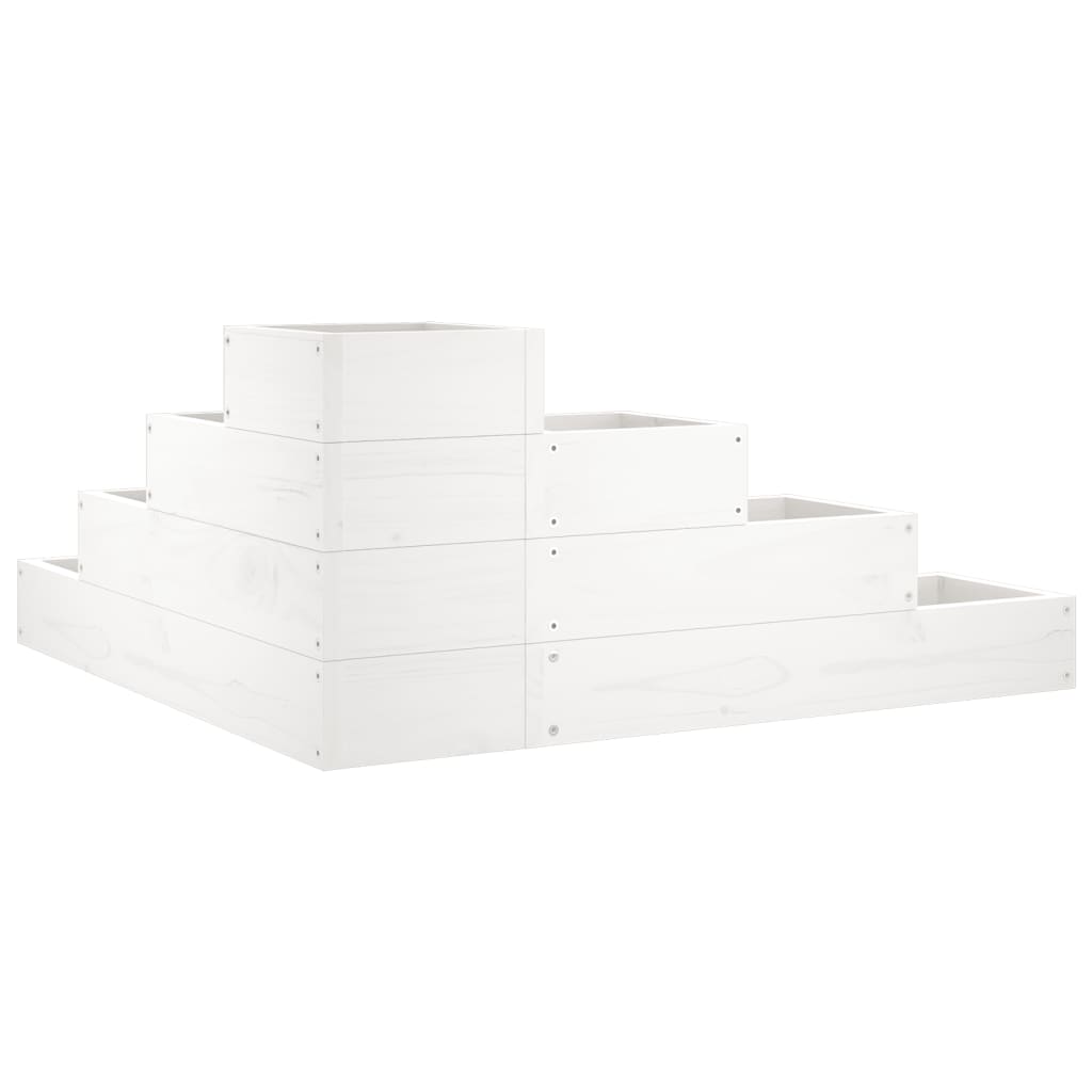 vidaXL Jardinière 4 niveaux 80,5x79x36 cm blanc bois de pin massif - 5