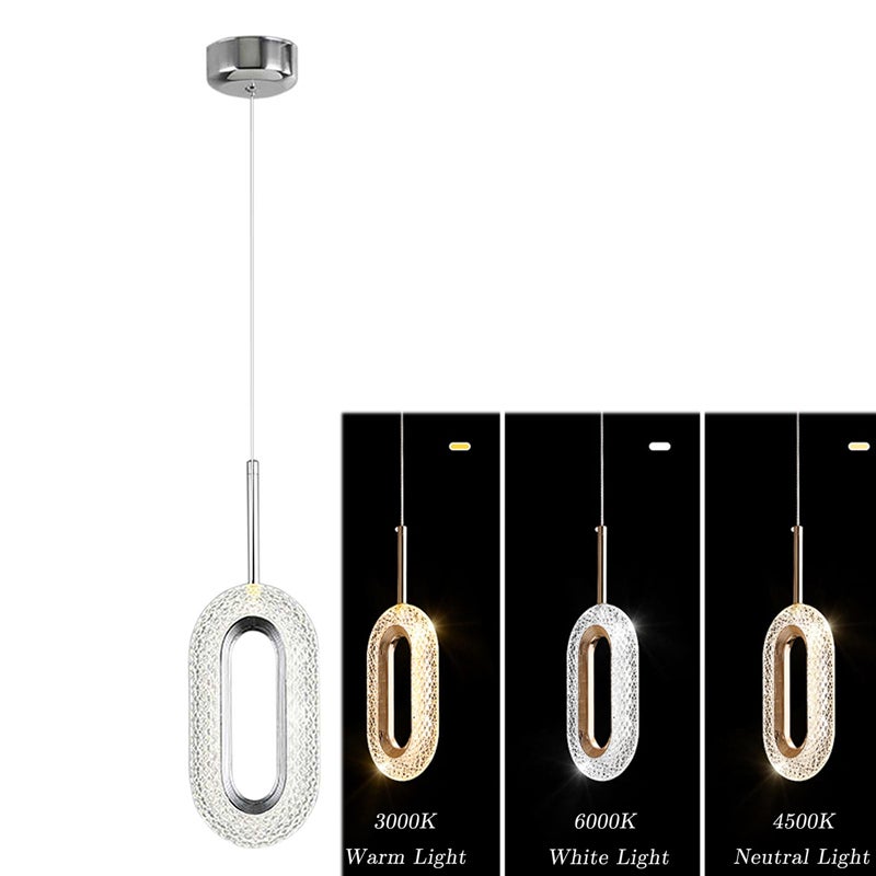 Lámpara colgante led moderna de 3 colores, lámpara colgante de acrílico semitransparente, luz de techo ajustable, para sala de estar y dormitorio.