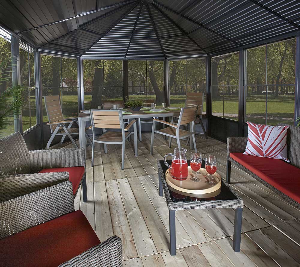 Sojag Alu Pavillon & Jardin d'hiver froid Charleston 1218 | Pavillon Hardtop | Anthracite | 384x594x281 cm - 6