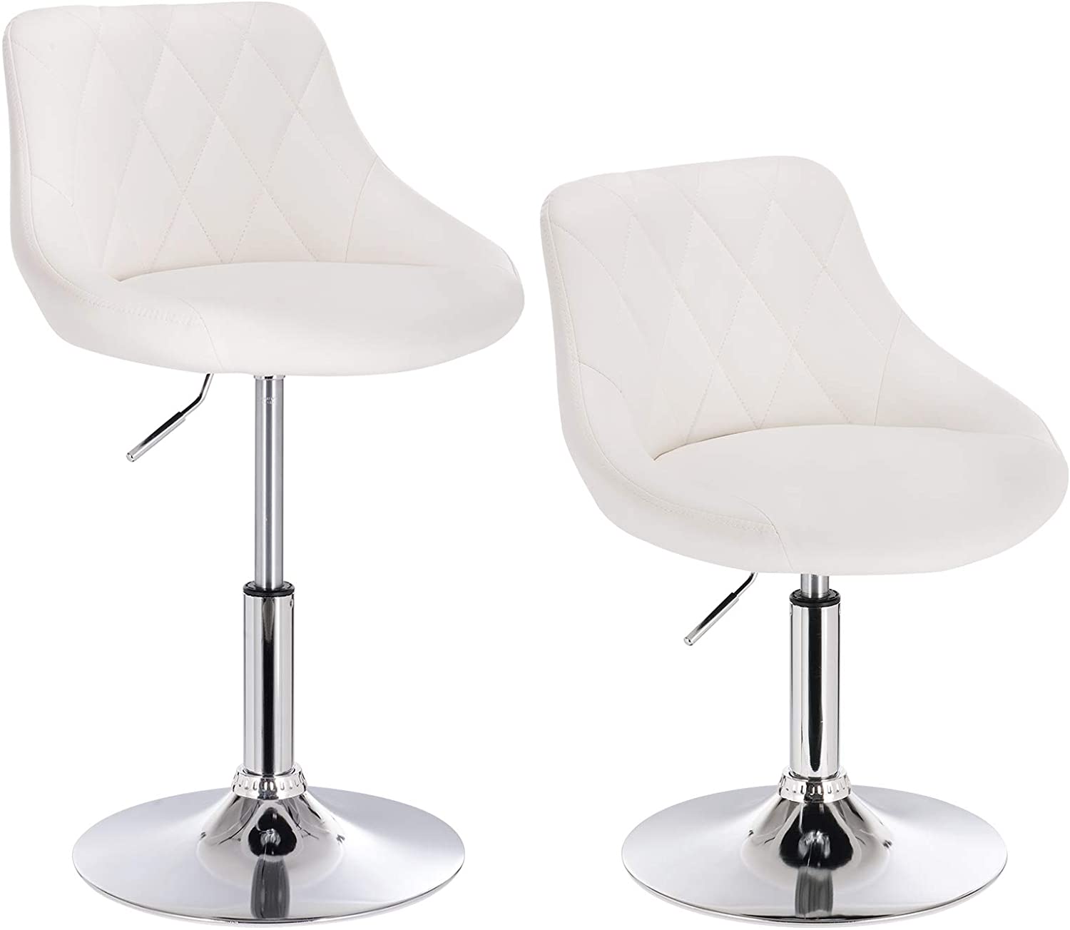 WOLTU 1X Tabouret de Bar Fauteuil de Bar en Similicuir réglable de la Hauteur,Blanc