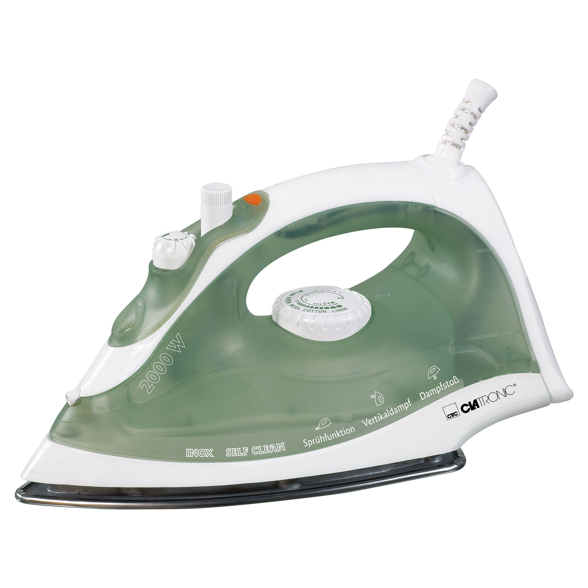 Fer à Repasser Vapeur Clatronic 263857 - 1800W, Semelle Inox, 7 Fonctions Dont Auto-Nettoyage