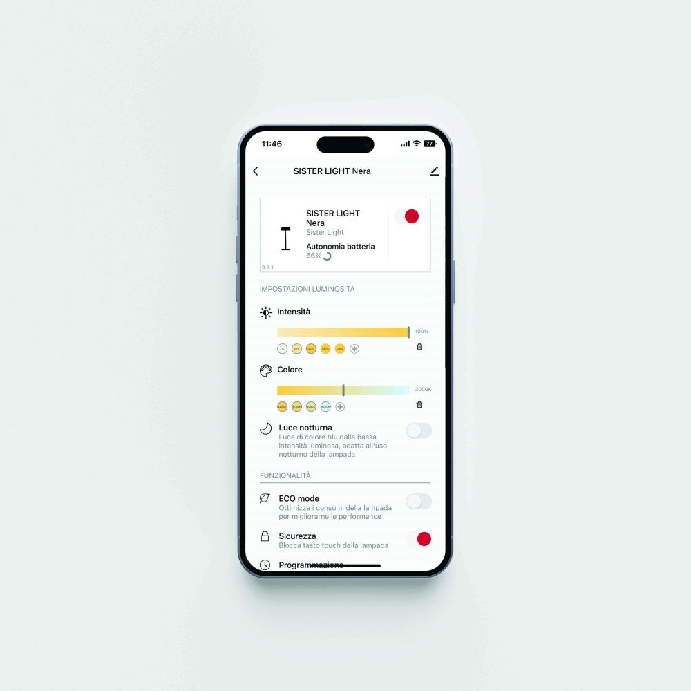 Zafferano Sister Light Mini Wi-Fi Smart Lampa stołowa LED Perłowo-biała, akumulatorowa i ściemnialna - 2200-2700-3000-4000K 3,2W wys. 17 cm