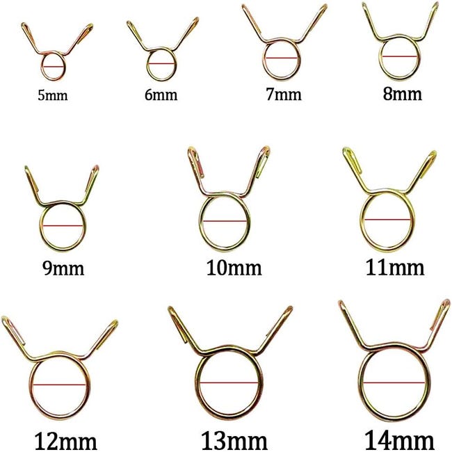 50 Clip Per Tubo Flessibile In Acciaio | Set 5-9 Mm Per Tubi Carburante, Aria E Silicone | Doppio Orecchio