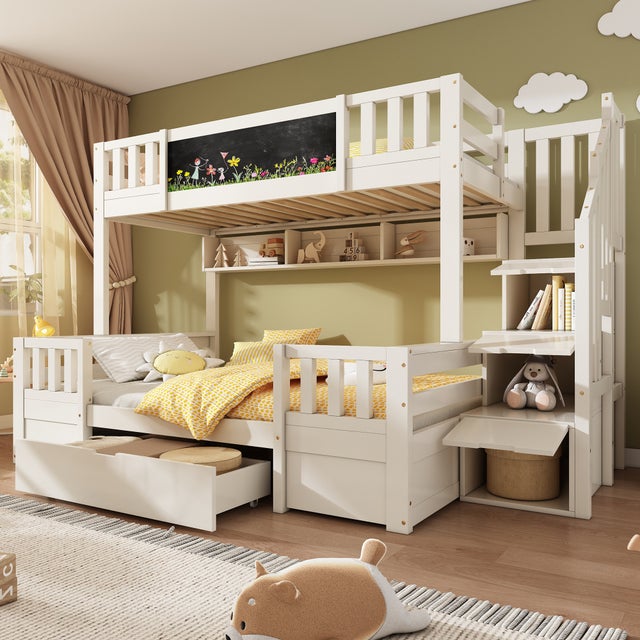 Lit Mezzanine 90 x 200 cm Lit Mezzanine 1 place avec tiroirs,lit enfant