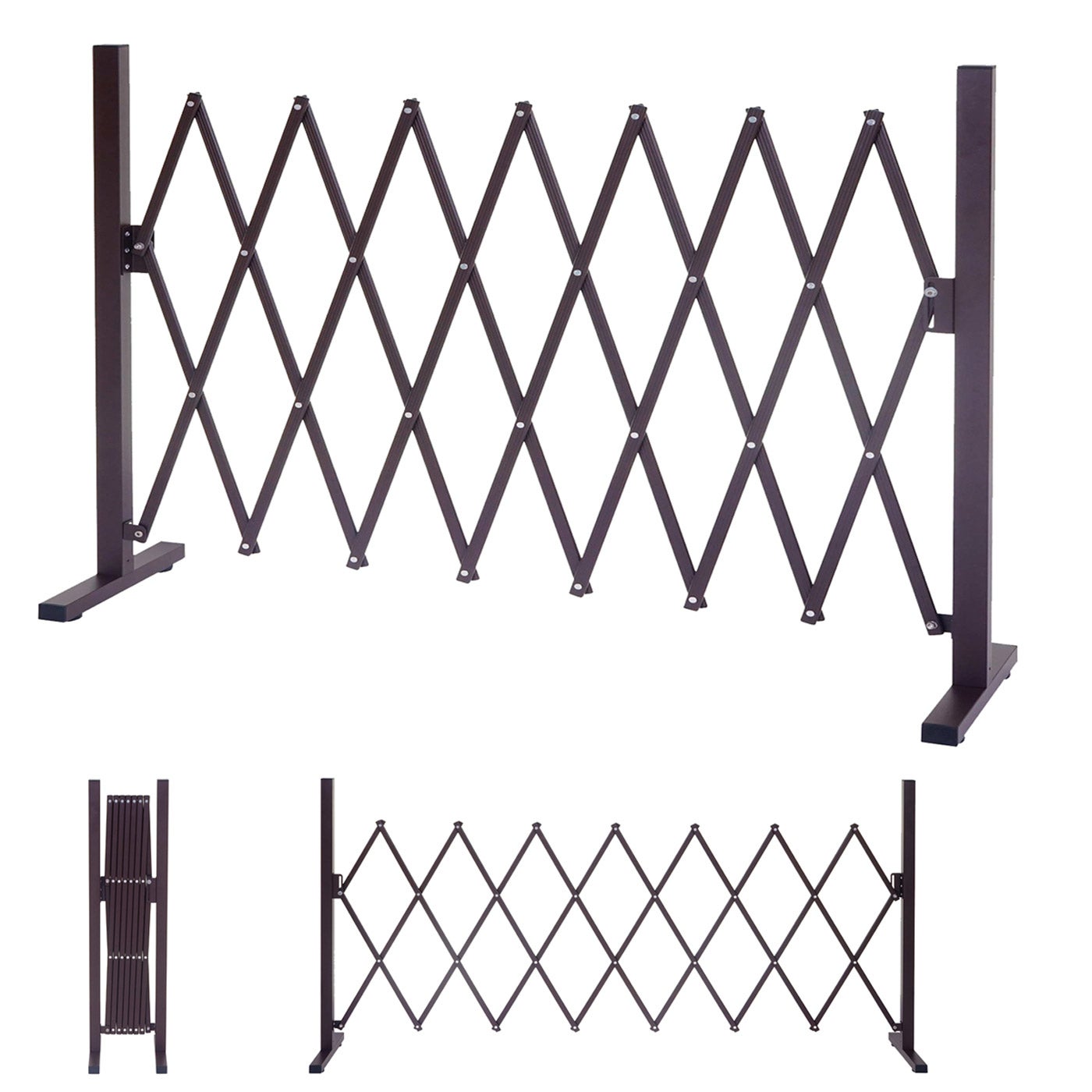 Grillage Randers, tuteur pour plantes, grille animaux télescopique, aluminium marron ~ 27-207cm - 2