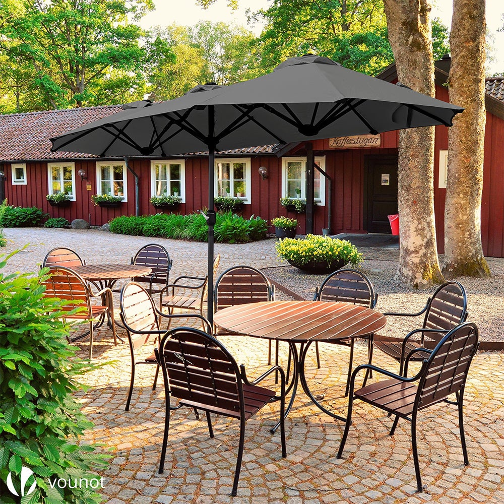 Parasol Jardin Double Aluminium 150 x 300 cm gris VOUNOT® - 5