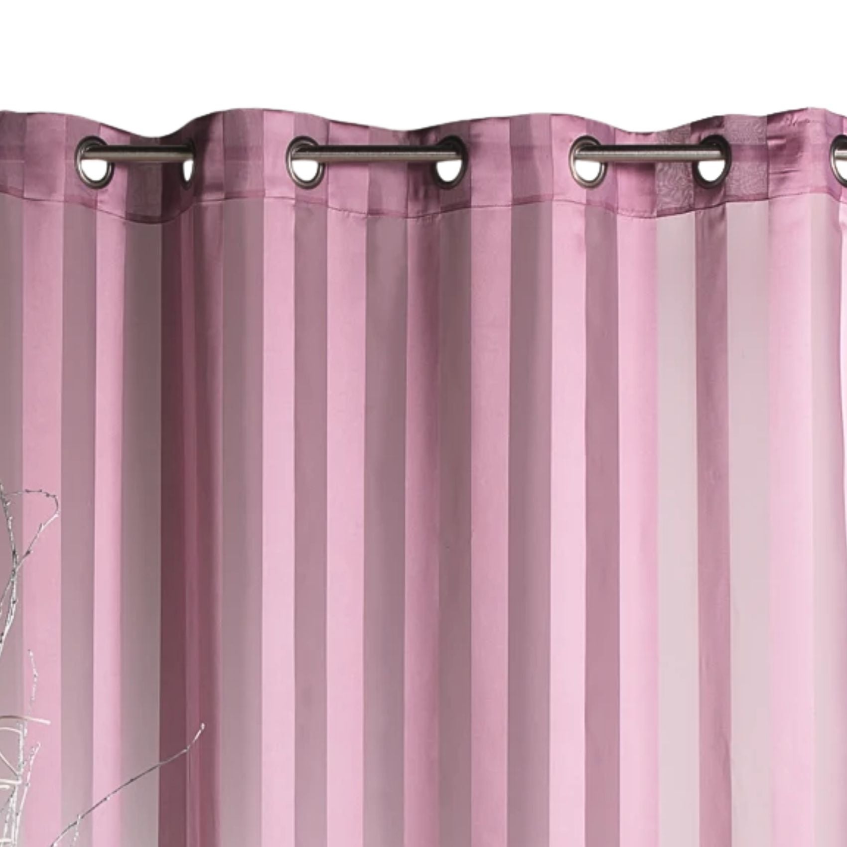 Voilage à rayures tissées - Vieux rose - 140x240 cm - Polyester - 2