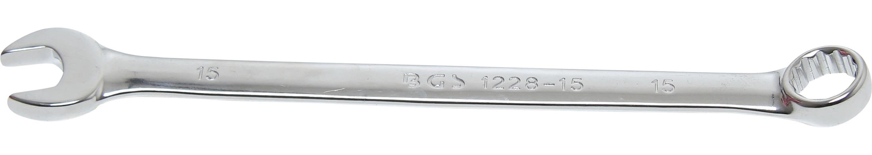 BGS klucz płasko-oczkowy, bardzo długi, SW 15 mm - 1228-15