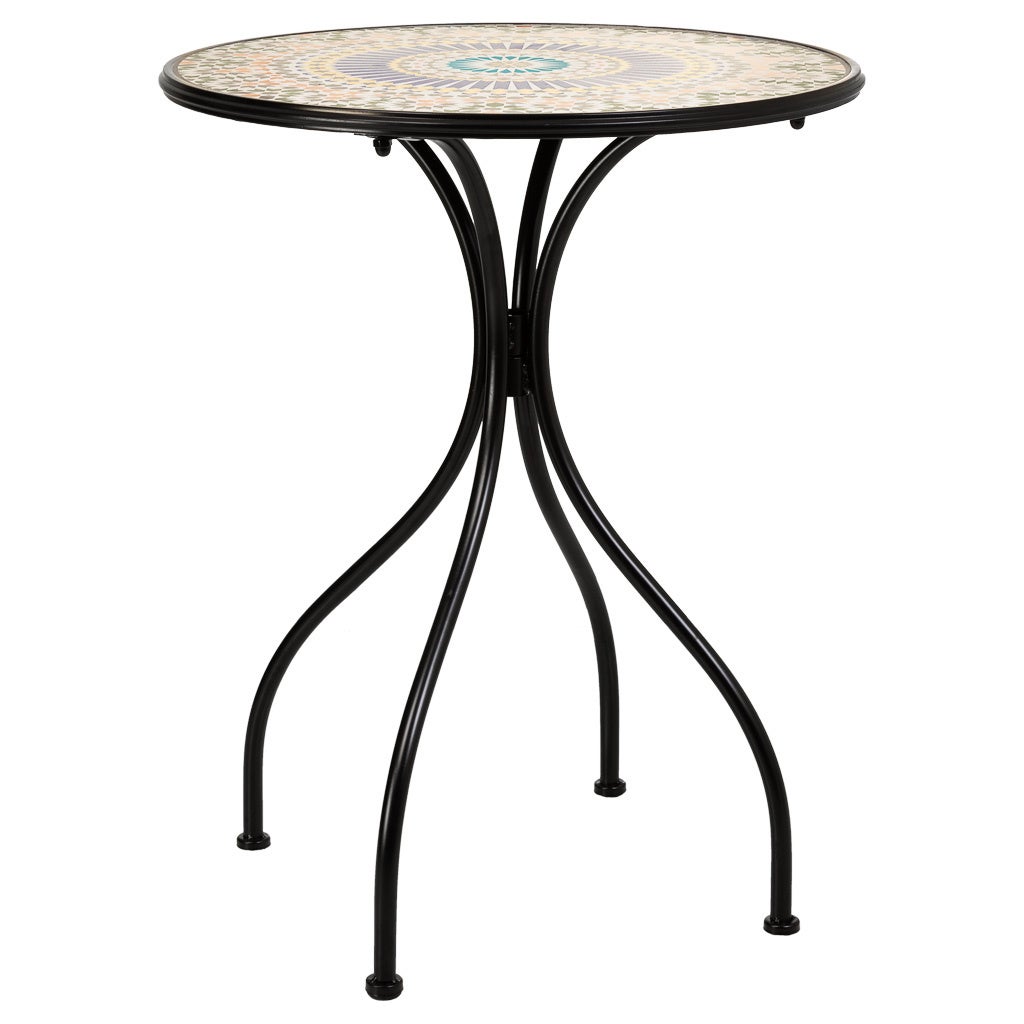 Conjunto de mesa e duas cadeiras em mosaico laranja e ferro forjado - 5