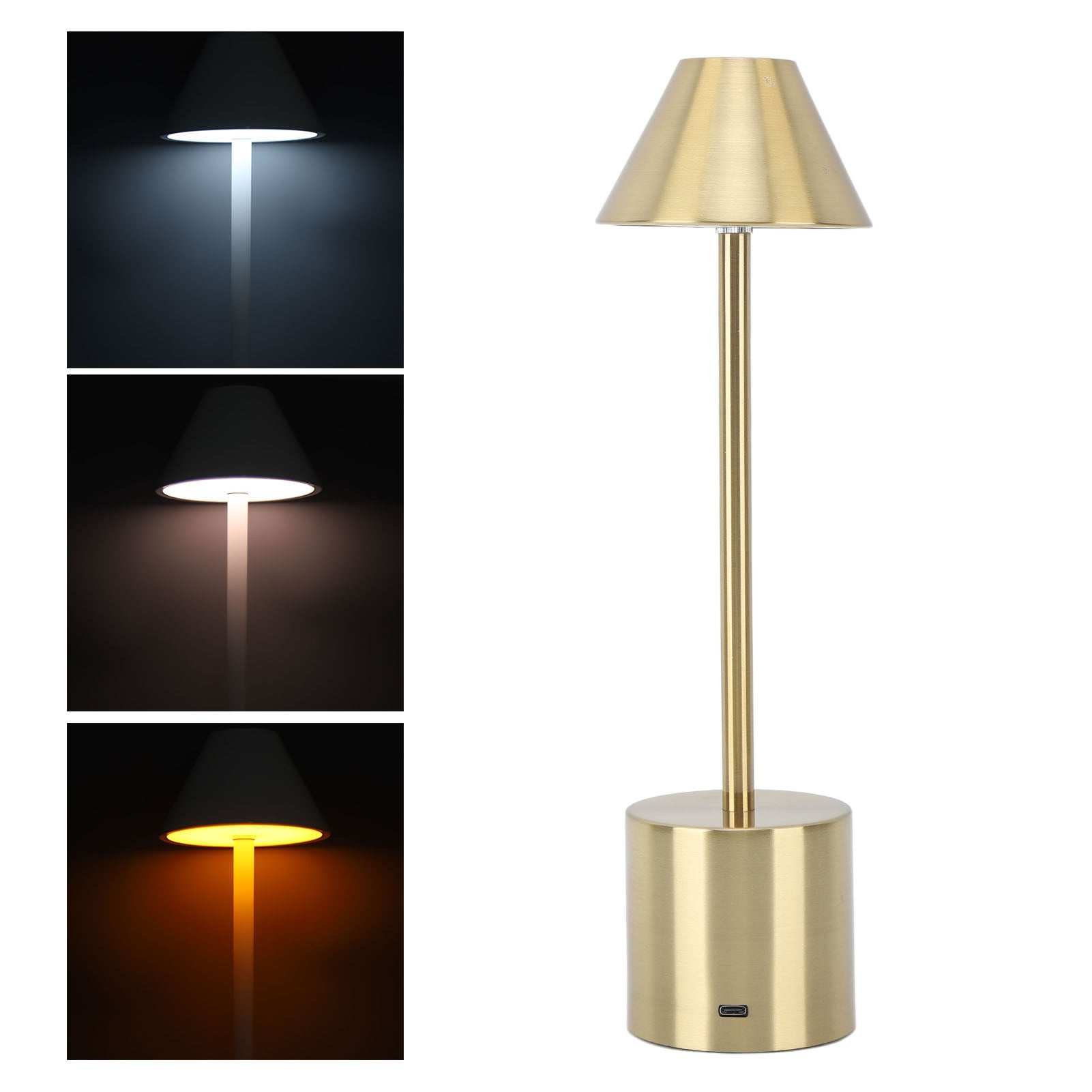 Przenośne bezprzewodowe lampy stołowe z możliwością ładowania Wodoodporna lampa stołowa LED na zewnątrz zasilana bateryjnie tryby ściemniania złota