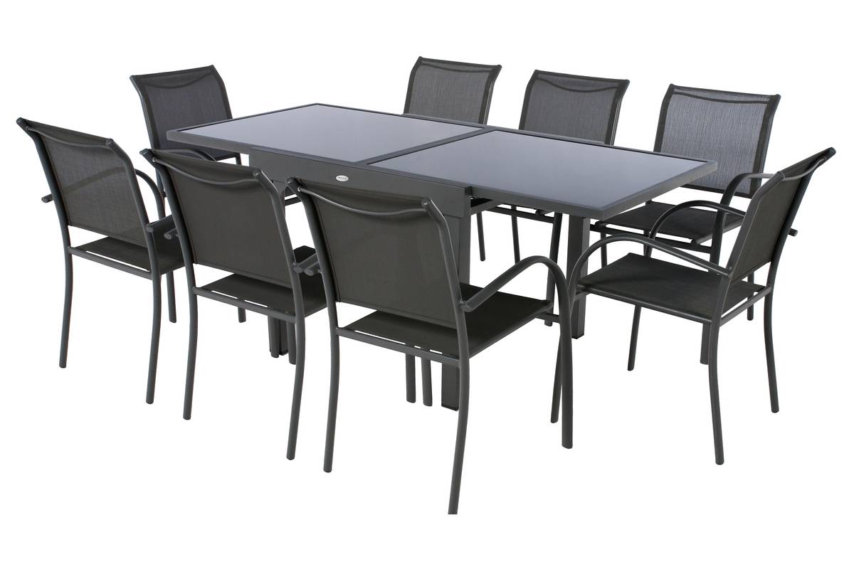 Table de jardin extensible Piazza Anthracite & Graphite - Hespéride - 4