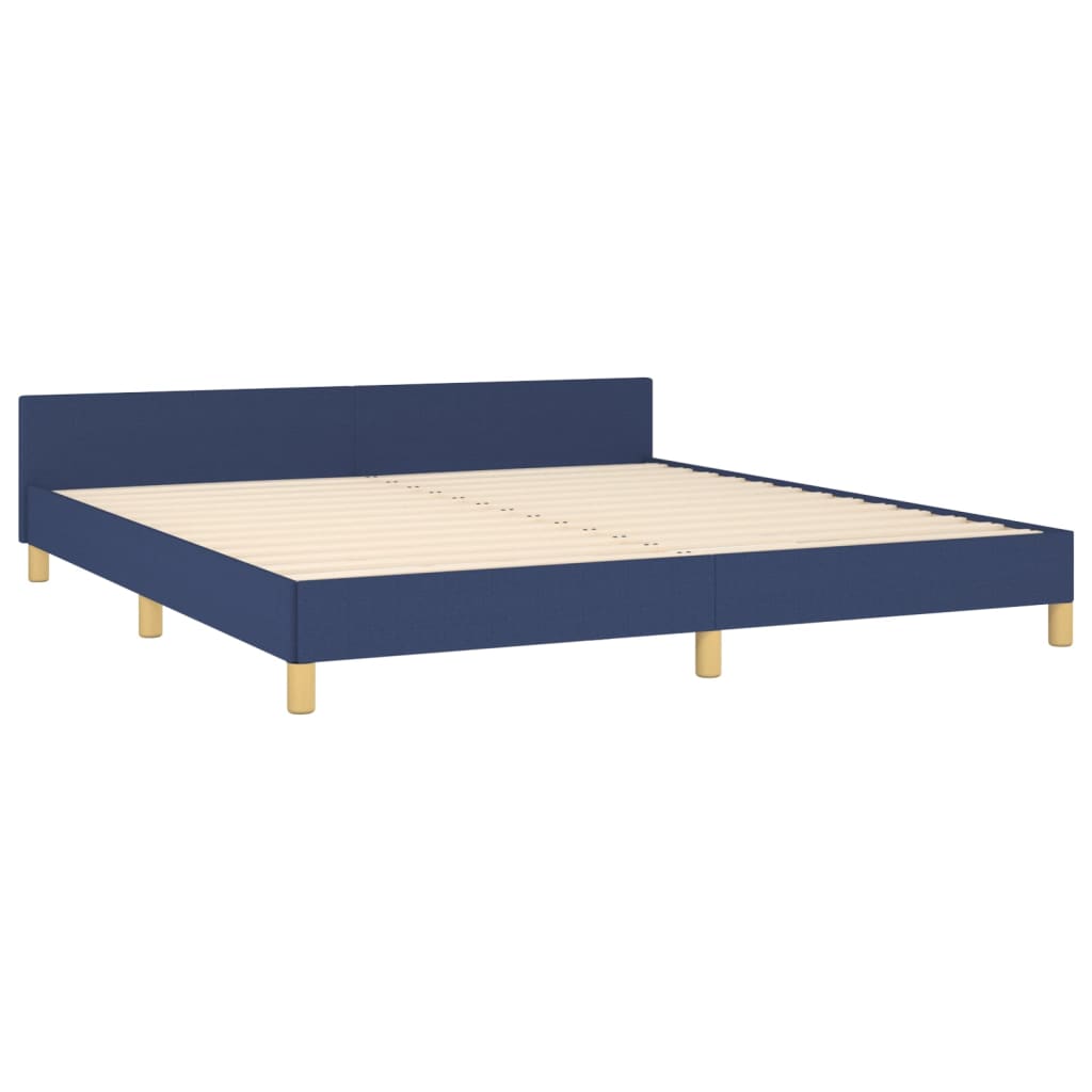 Cadre de lit sans matelas bleu 160 x 200 cm, tissu - 5
