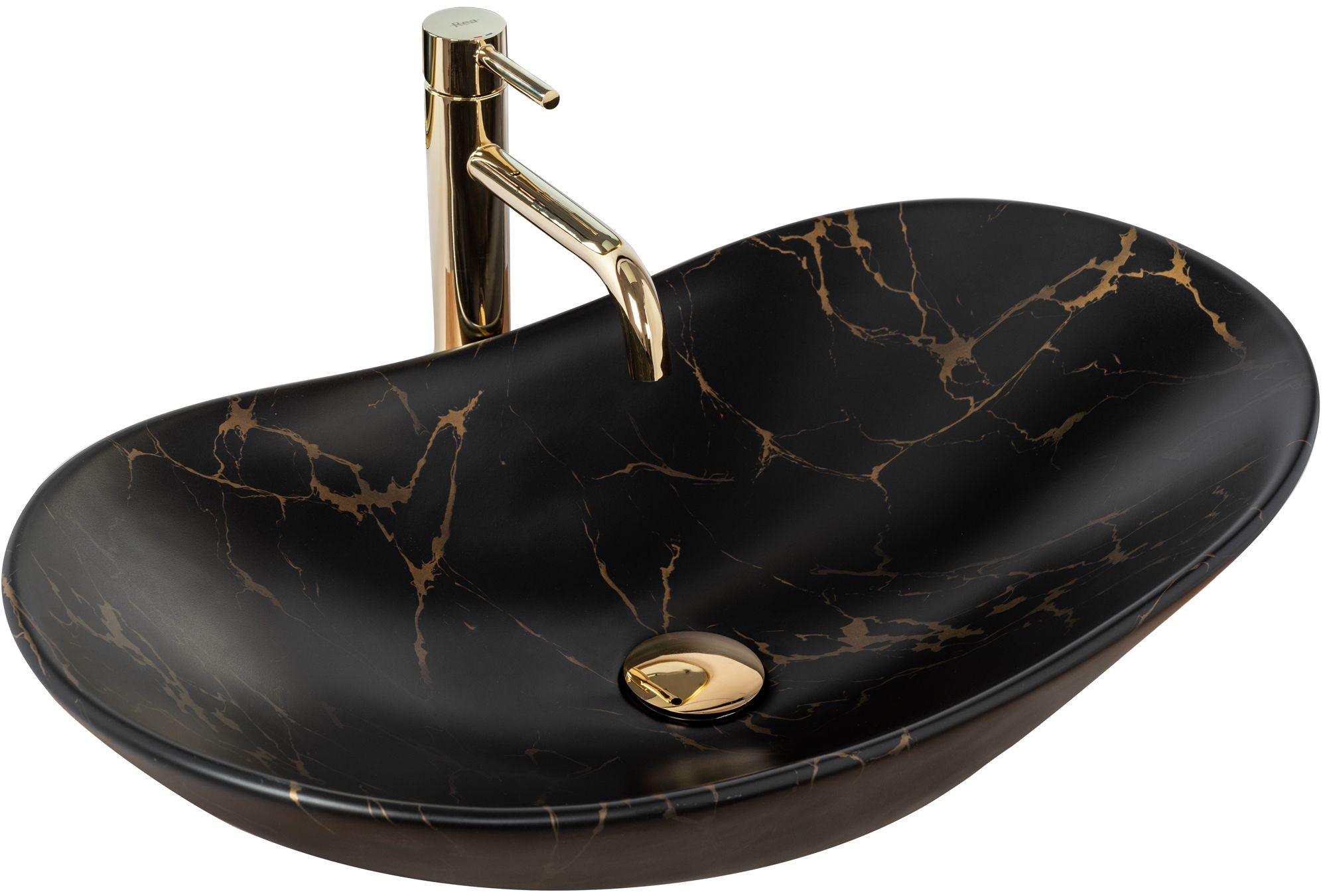 Umywalka Nablatowa Rea Royal Marble Czarny 62 X 36
