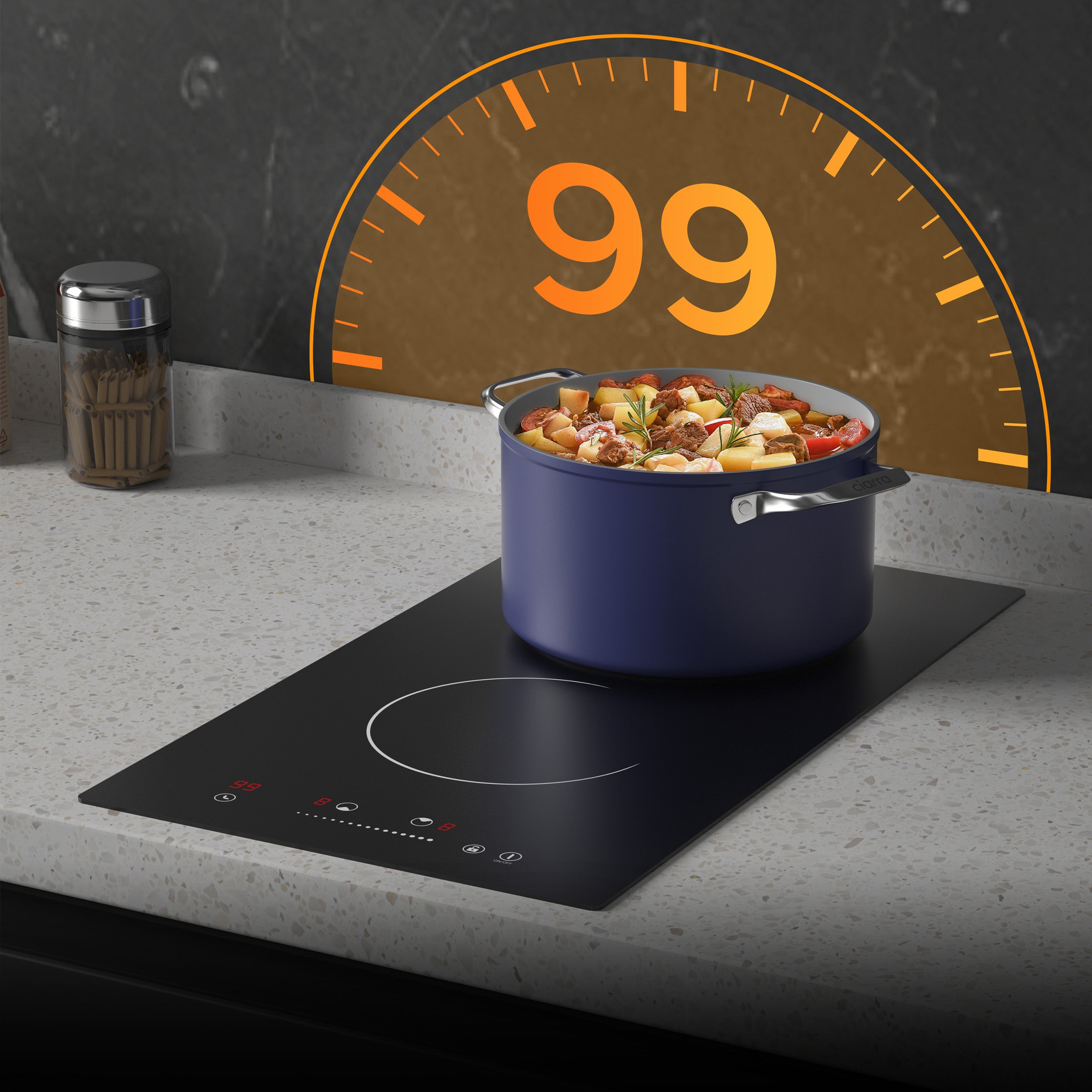 CDV Plaque Vitrocéramique 2 foyers 3000W Encastrable ou Pose libre 9 Niveaux de Puissance Minuterie 99 mins CDVER302 - 4