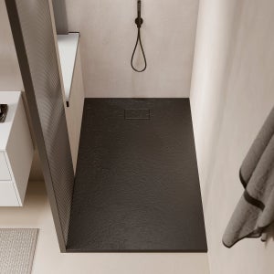 Receveur De Douche à L'italienne Idralite 70x140 Cm – Effet Pierre Anthracite, Résine, Réductible