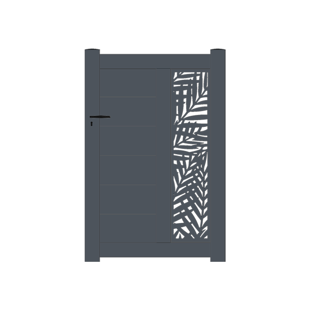 Portillon aluminium découpe laser en kit dimensions L.1000 (entre piliers) x H.1500 mm Couleurs Gris (RAL 7016) - 2