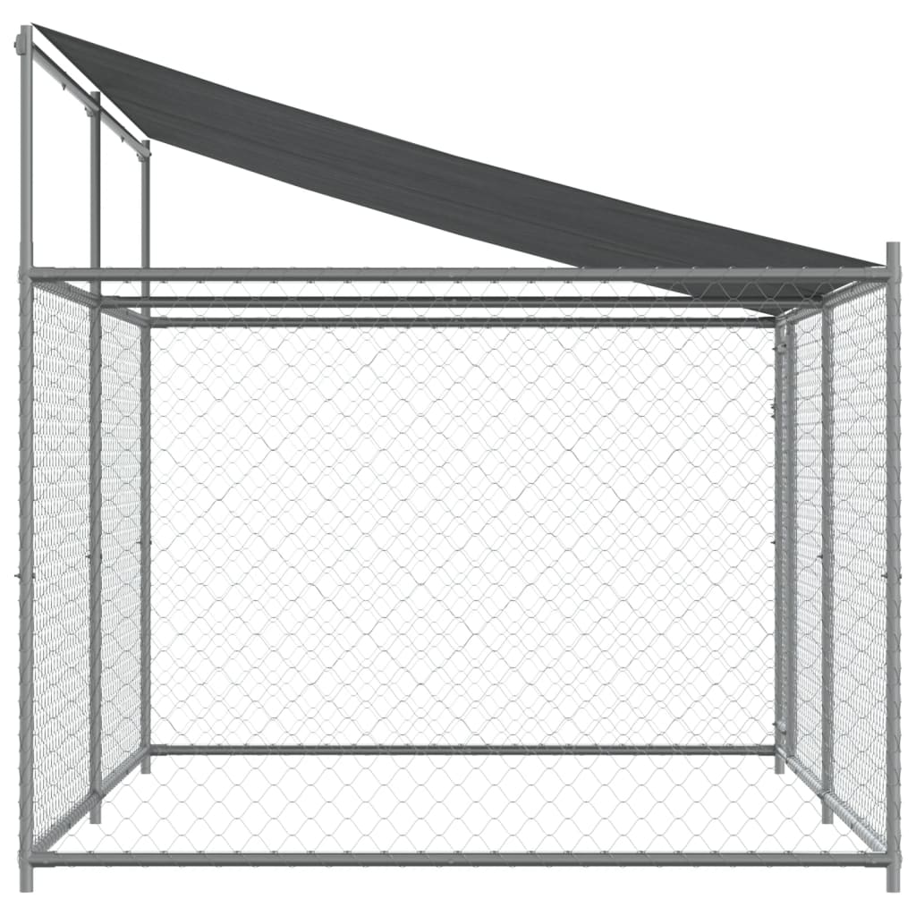 Telhado e porta da gaiola para cães em aço galvanizado cinza 4x2x2 m - COMFORTXL - 5