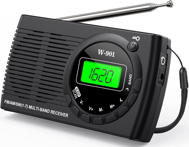 Radio Portable FM/AM/SW - Mini Transistor avec Excellente Réception, Connexion Casque et Grand Écran, Idéal pour Voyages