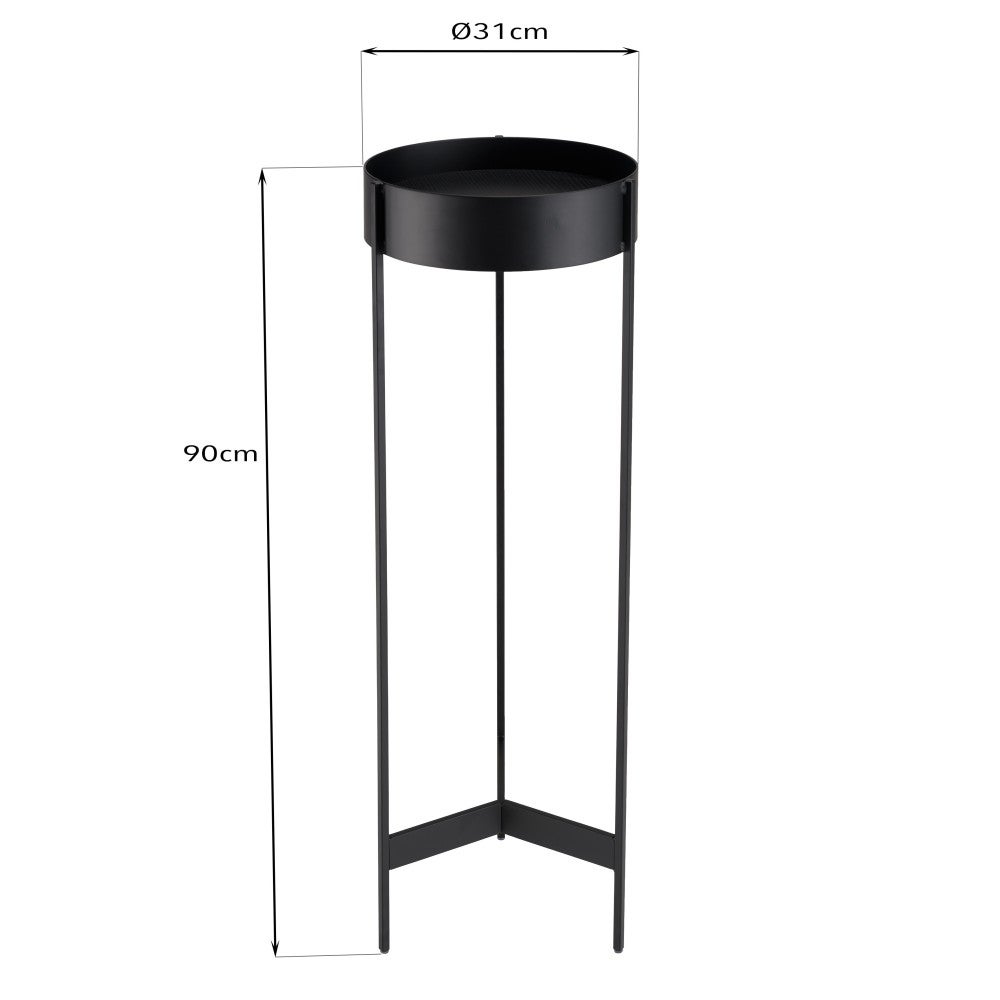 DALY - Sellette en bois ronde / porte plantes GM noire piètement métal - 8
