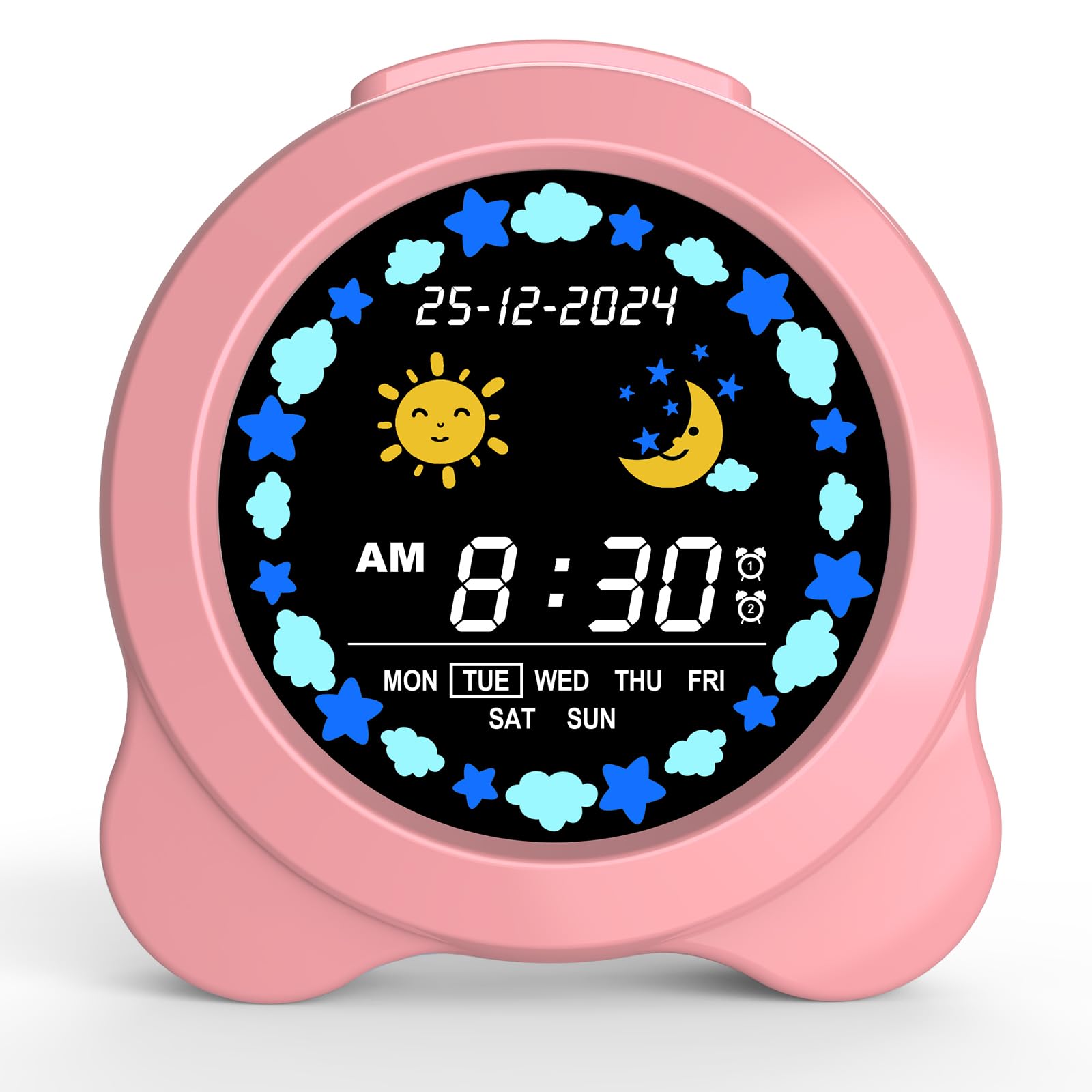 Despertador Infantil con Pantalla LED Sol y Luna,Formador de Sueño con ...