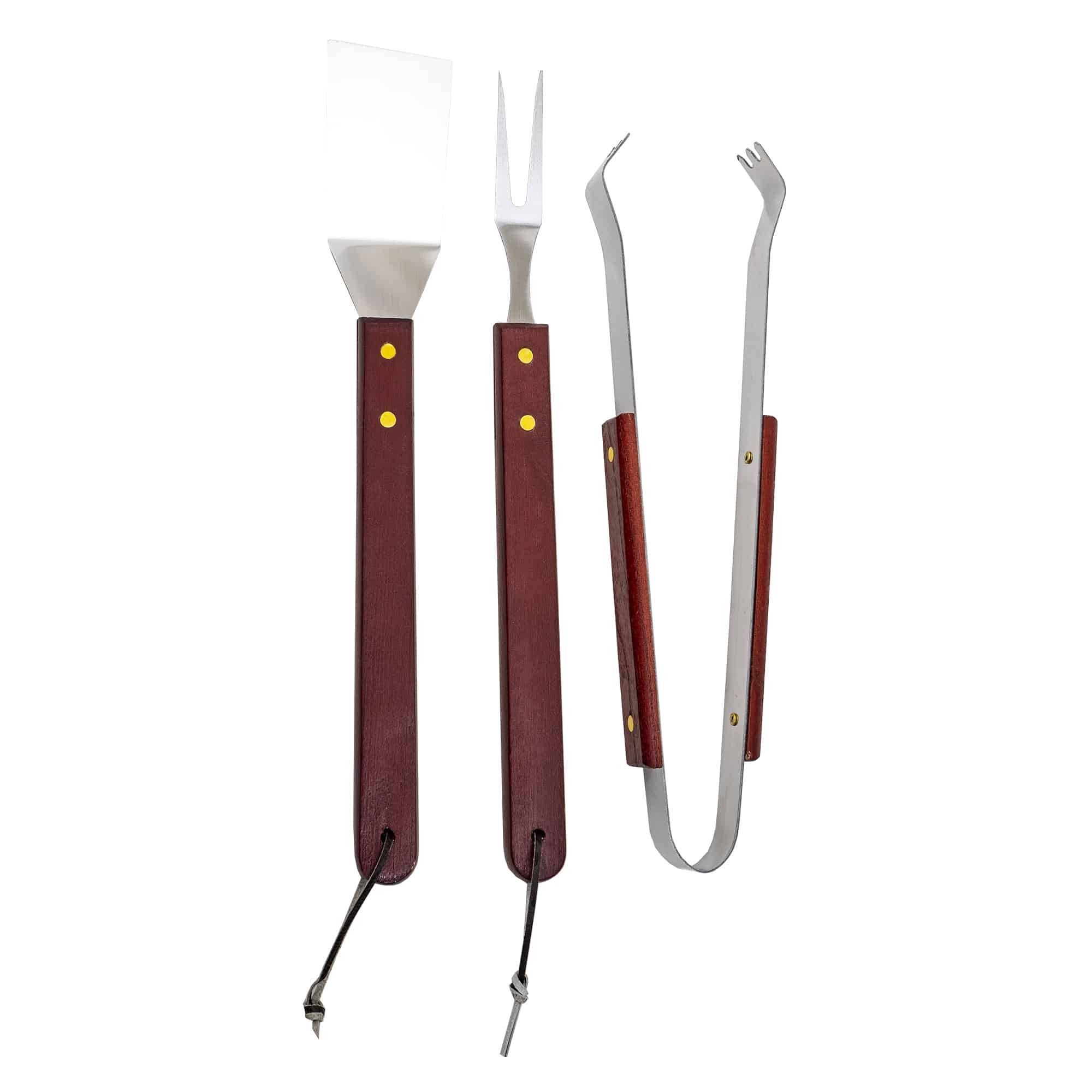 Set accesorii 3 piese gratar, cu maner din lemn / 843