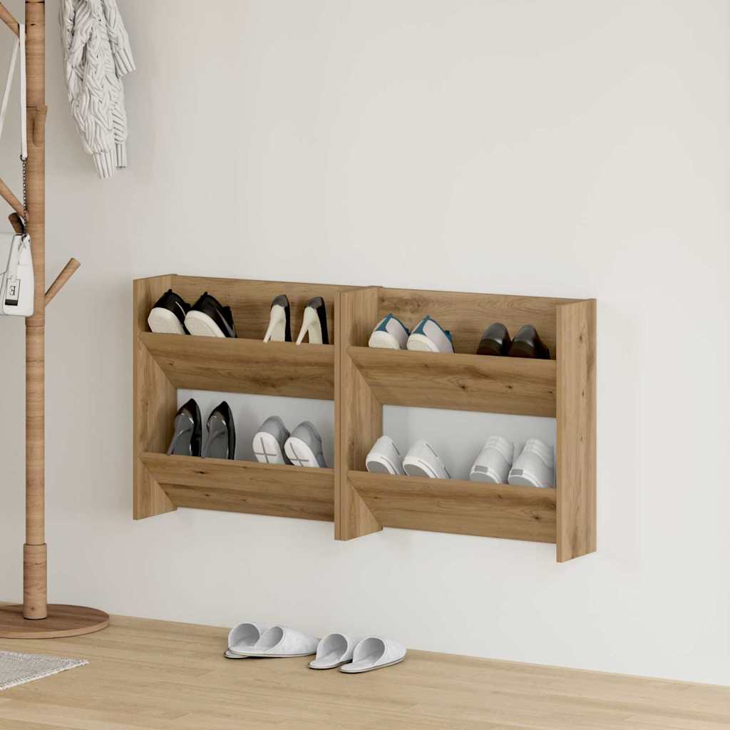 VidaXL Armarios de zapato de pared 2 pcs Roble artisan 60 x 18 x 60 cm ...