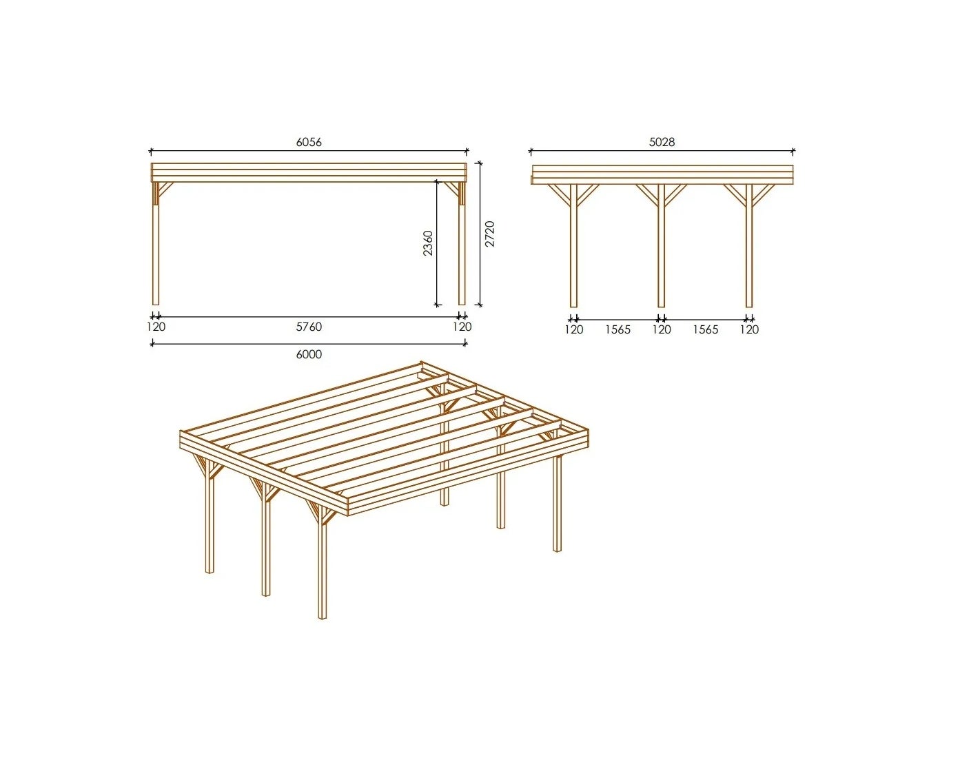 Carport, abri de voiture 6.06x5.03 m - 30.48 m2 - CAR5 - ALTANKA - 3