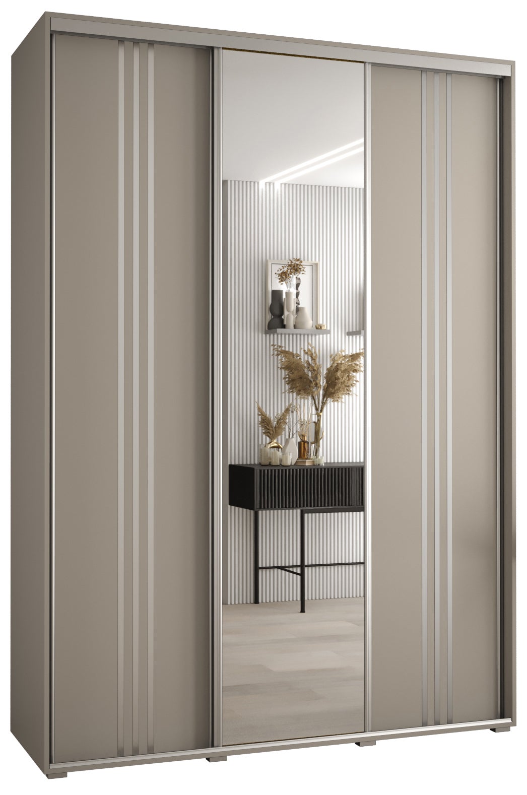 Szafa przesuwna z lustrem wysoka Dakota 7 180 x 45 x 235,2 cm kaszmir + u. Srebrny - Abiks Meble