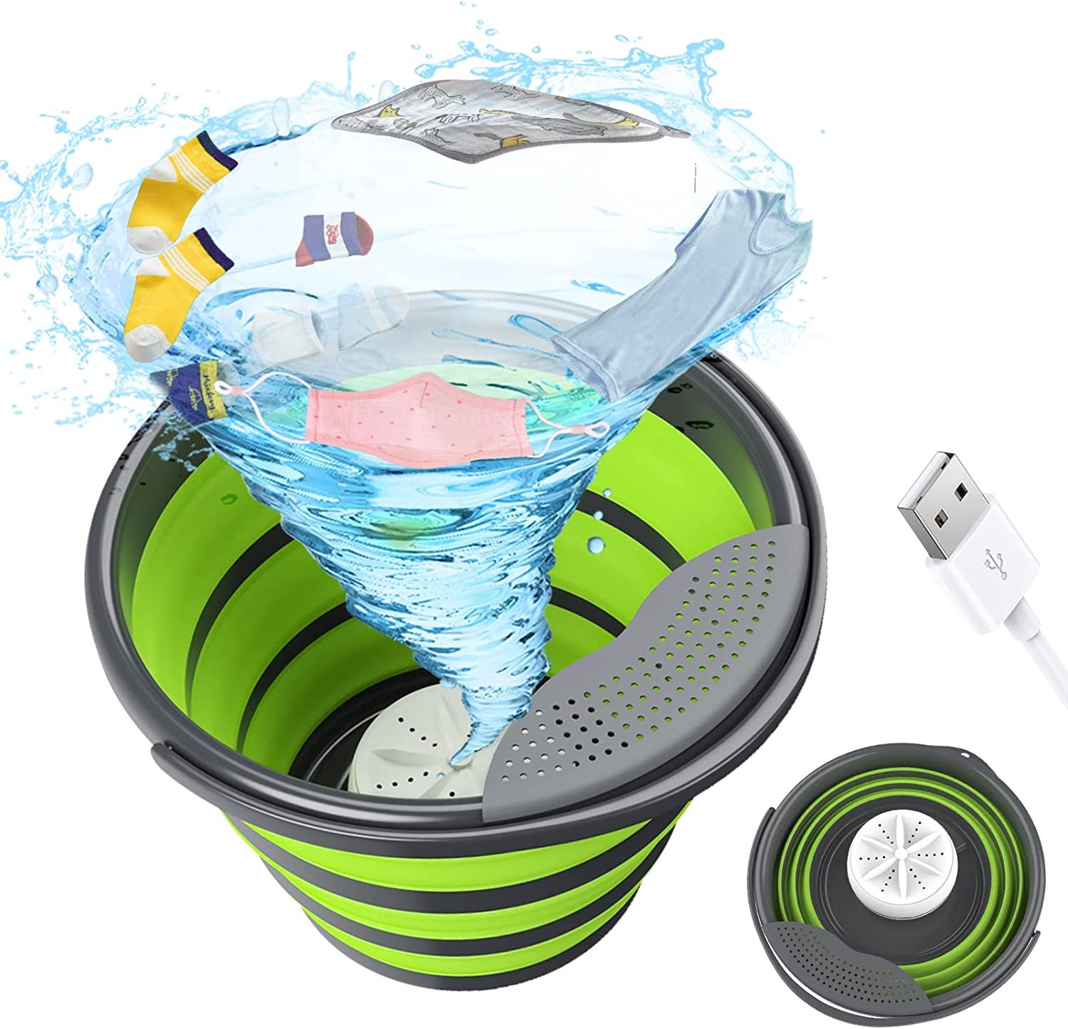 Mini machine à laver, machine à laver portable pliable 10L, machine à laver à turbine