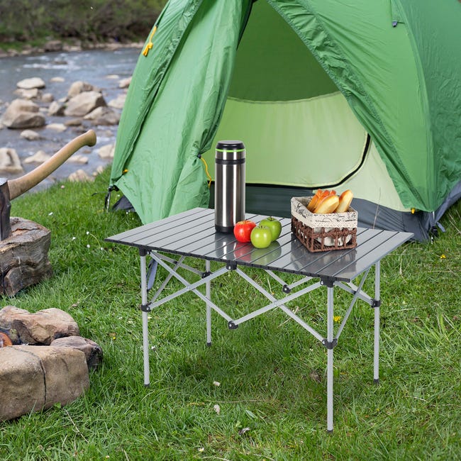Relaxdays Tavolino Da Campeggio Pieghevole, HLP 55x95x53 Cm, Tavolo Da Giardino Esterno Per Picnic In Acciaio Argento Lega 96616918 Relaxdays Tavolino Da Campeggio Pieghevole, HLP 55x95x53 Cm, Tavolo Da Giardino Esterno Per Picnic In Acciaio Argento Lega 96616918