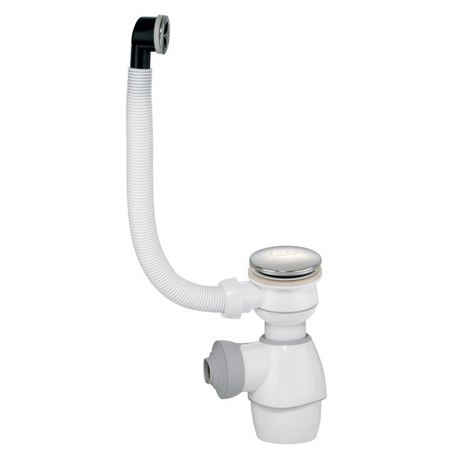 Siphon Tout en un blanc avec bonde Quick clac chromée et trop plein