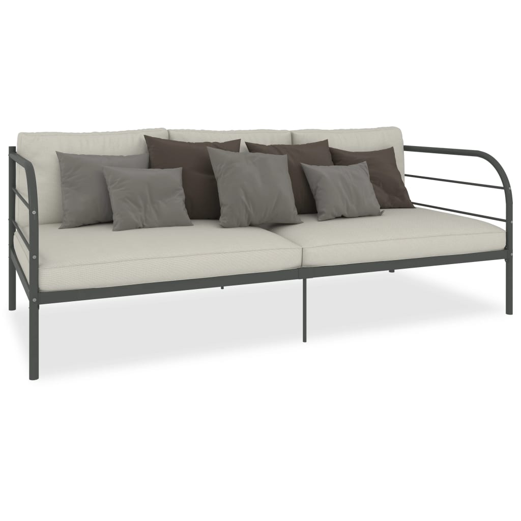 Łóżko Metalowe Szare Rama Łóżka Ze Stelażem Do Pokoju Sypialni 90 x 200 cm