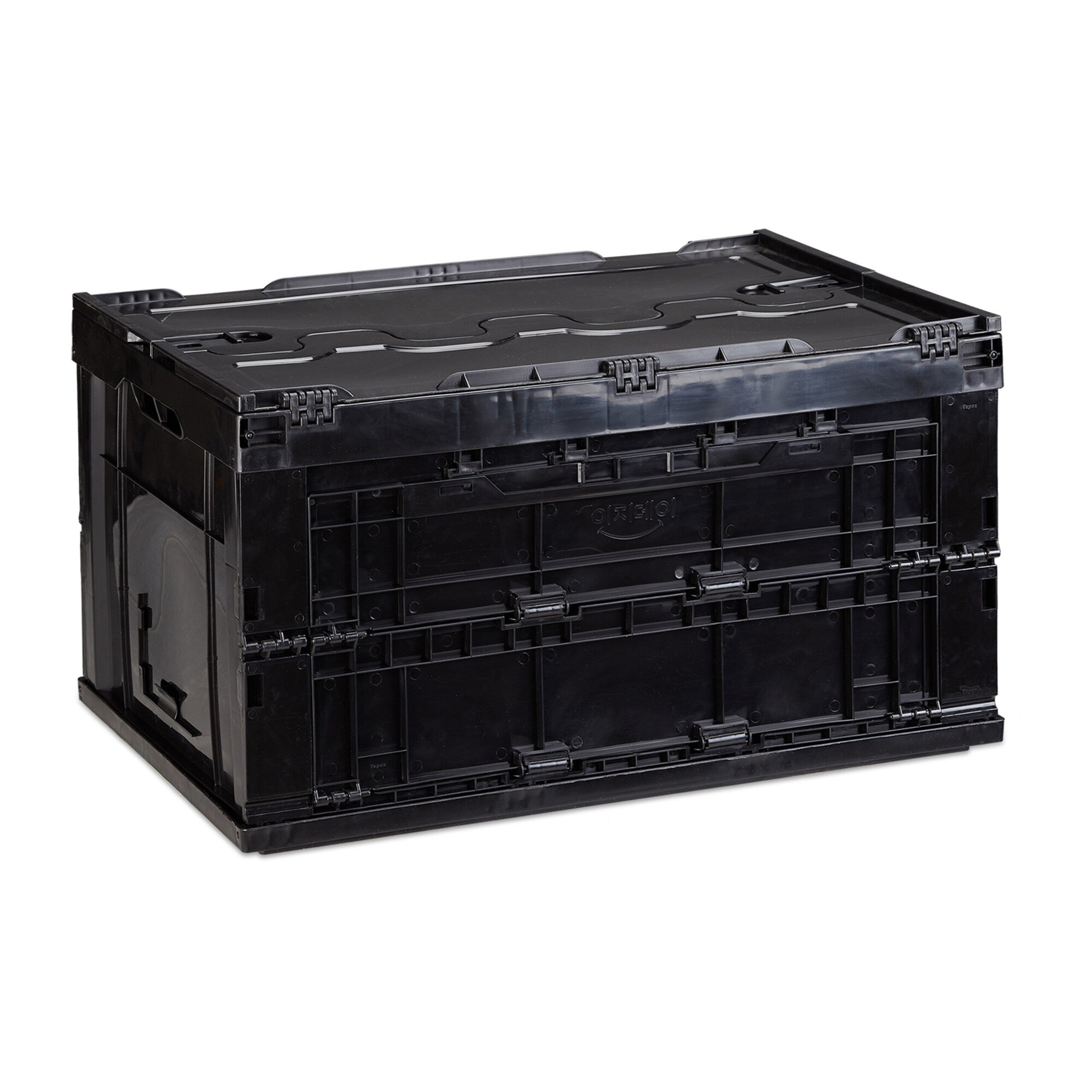 Boîte de transport, lot de 2, stable, pour commerce, de qualité 60 litres HxlxP 32,5x58,5x39,5cm, noir - 9