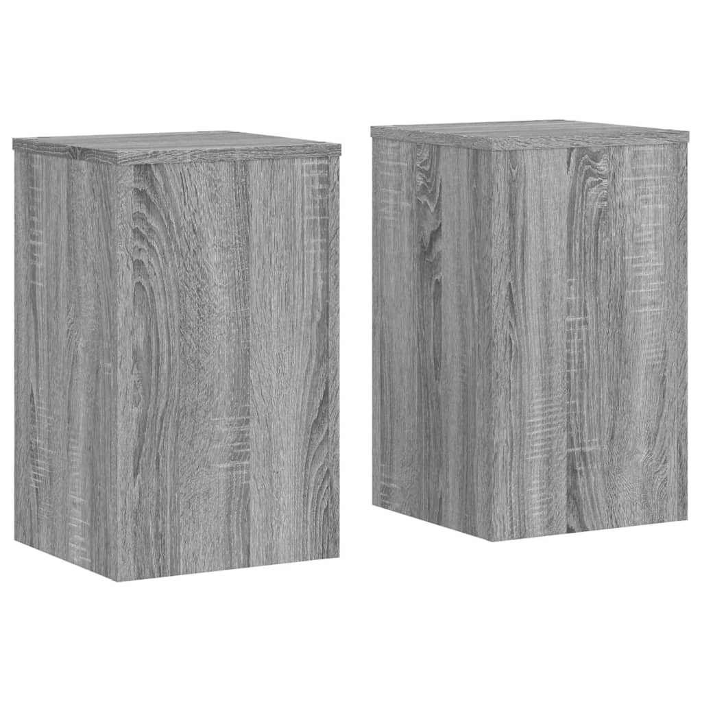 Supports pour plantes, 2 pièces, gris, panneau de bois - 2