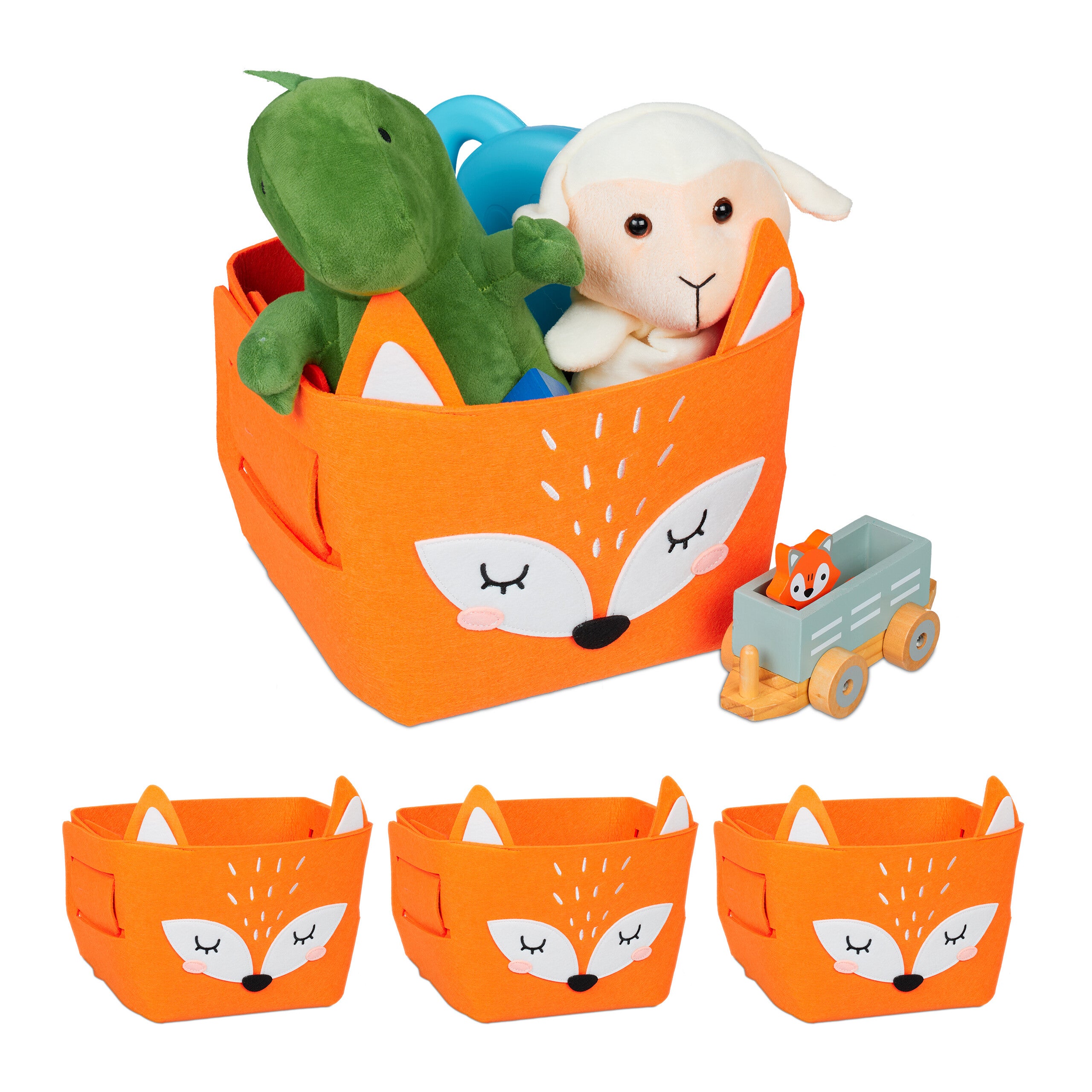 Relaxdays Corbeille de rangement, feutre, motif chevreuil, caisse, enfant, HxLxP : 24x27x18 cm, coffre jouets, marron Relaxdays Corbeille de rangement, feutre, motif chevreuil, caisse, enfant, HxLxP : 24x27x18 cm, coffre jouets, marron