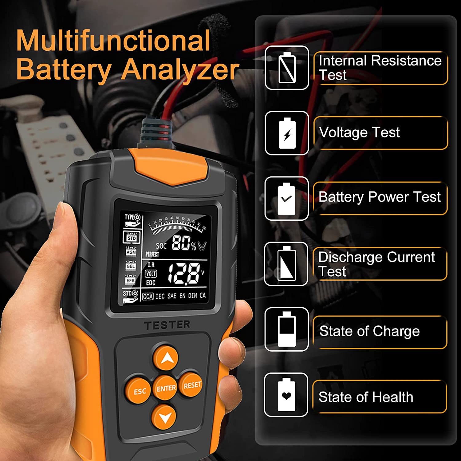Testeur de batterie de voiture 12 V 24 V, analyseur numérique de batterie automobile, outil de diagnostic précis - 5