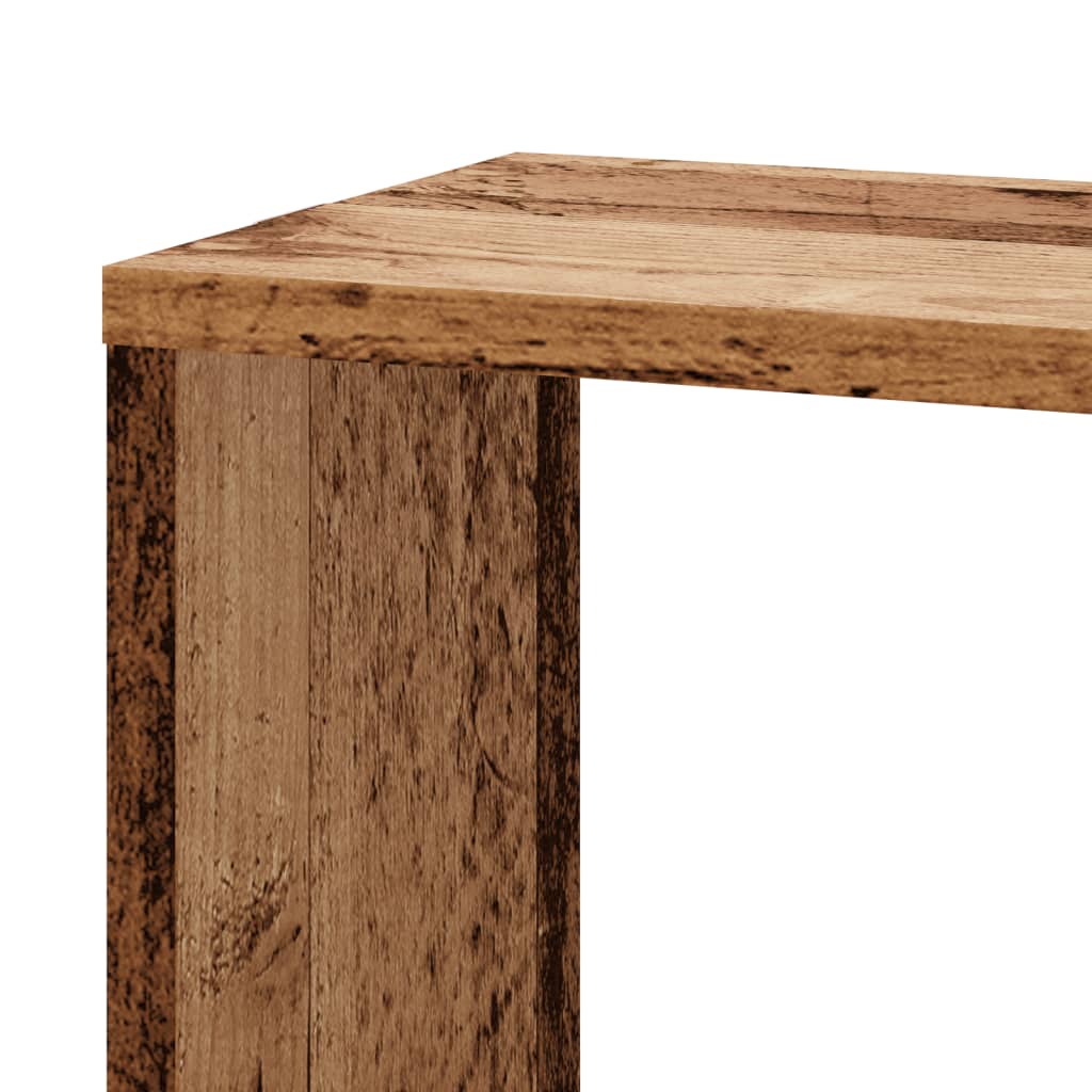 étagère d'angle murale vieux bois 45x45x147cm bois d'ingénierie - 7