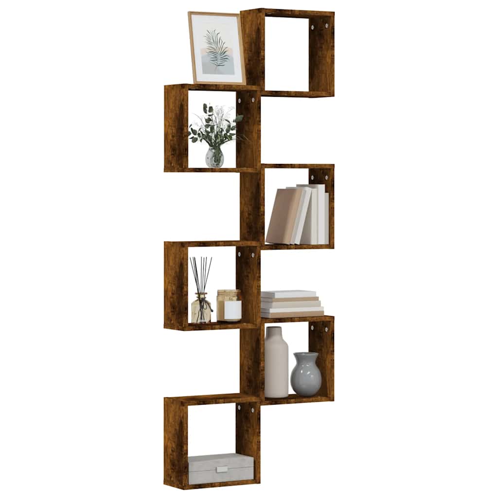 Maison exclusive - estantes cubo de pared 6 unidades roble ahumado 30x15x30 cm