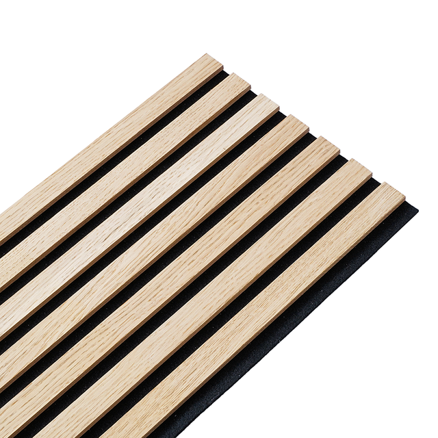 Panneau tasseaux bois 250 x 30 x 1cm - Lamelles chêne clair véritable fond noir - 0,75m²
