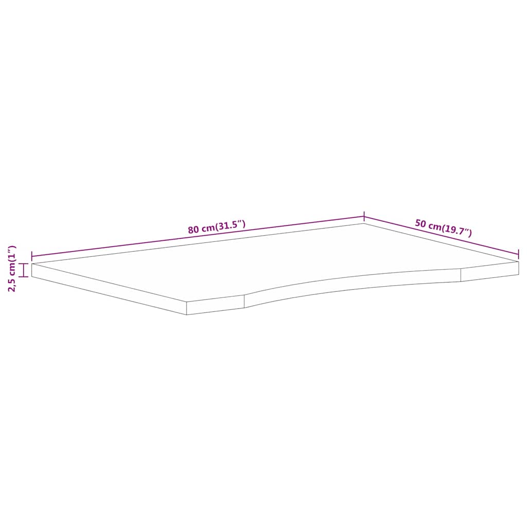 Maison Exclusive - Dessus de bureau avec courbe 80x50x2,5 cm manguier massif brut - 8