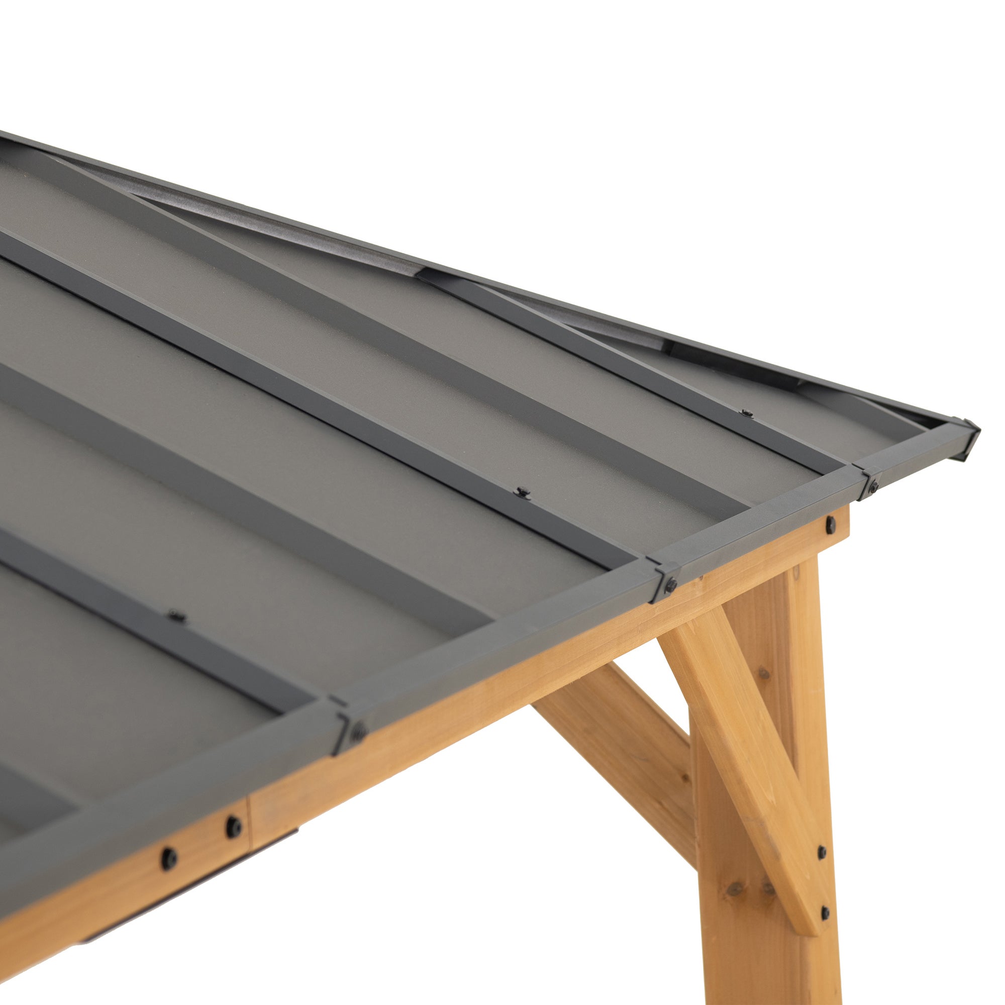 Gazebo en bois de cèdre KAPS avec panneau solaire - 330 cm x 330 cm, anthracite - 11