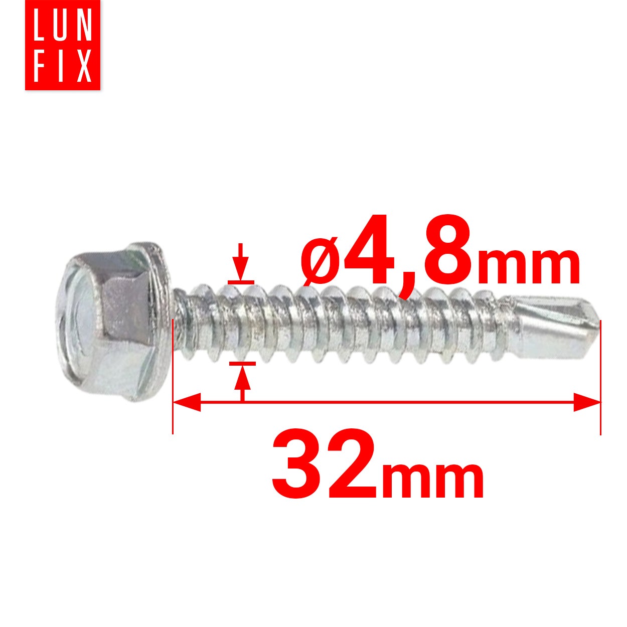 Wkręty do metalu samowiercące z łbem na klucz 4,8x32mm 100szt. - 2