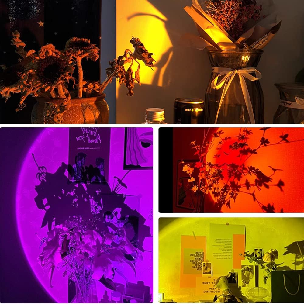 Lampa Sunset, Lampa Sunset, 16 kolorów, obrót o 180°, złącze USB, projektor Sunset Lamp do sypialni - 6