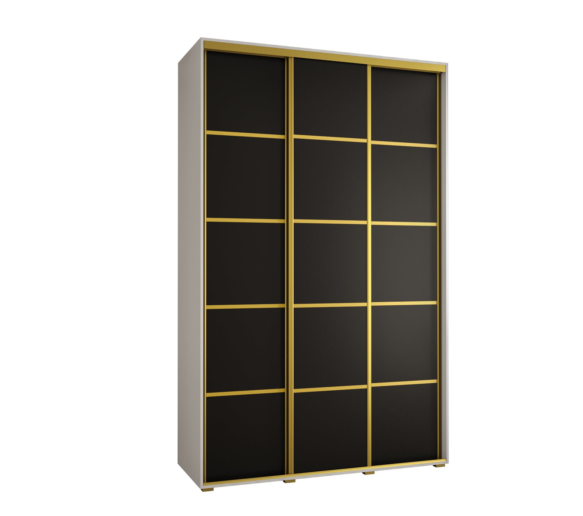Szafa przesuwna wysoka Davos 4 160 x 60 x 235,2 cm biały + czarny + u. złoty - Abiks Meble