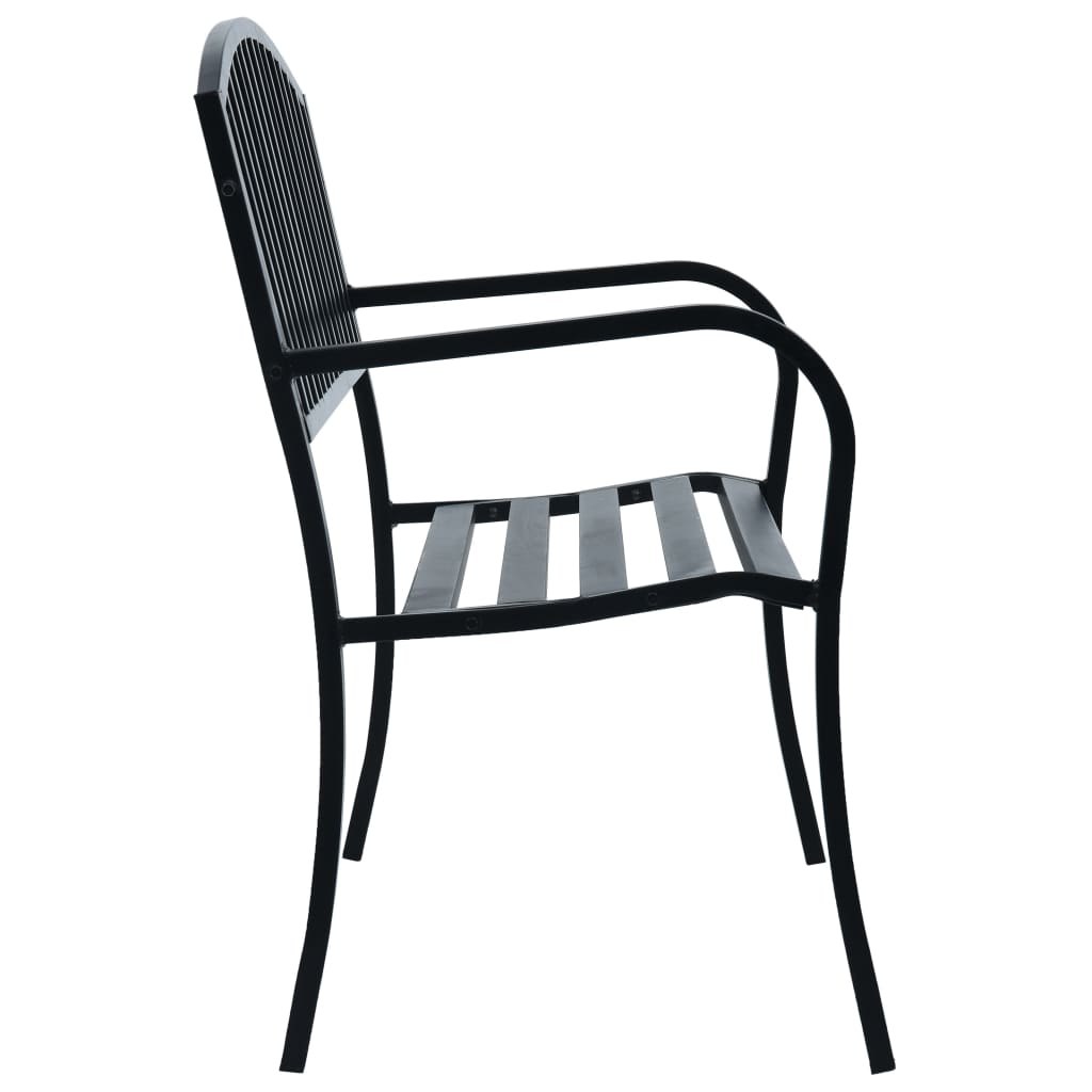 Banc de jardin meuble de patio d'extérieur terrasse 125 cm noir acier 02_0011234 - 3