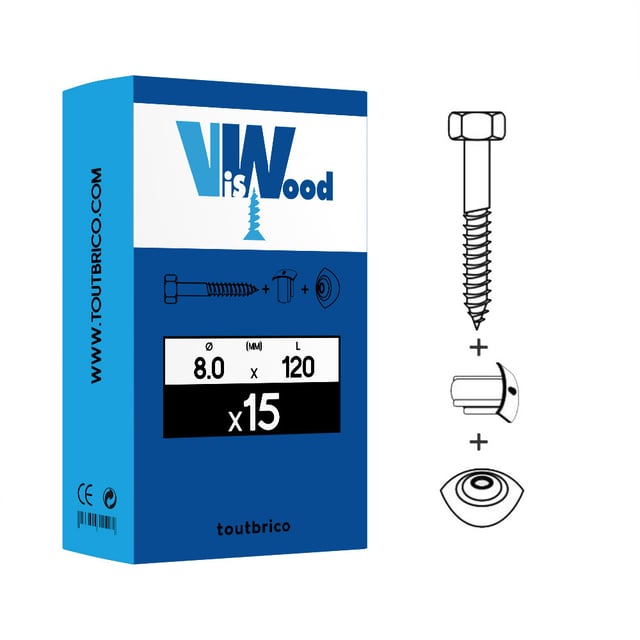 Boite 15 fixations toiture plaque ondulée plastique 8 x 120mm