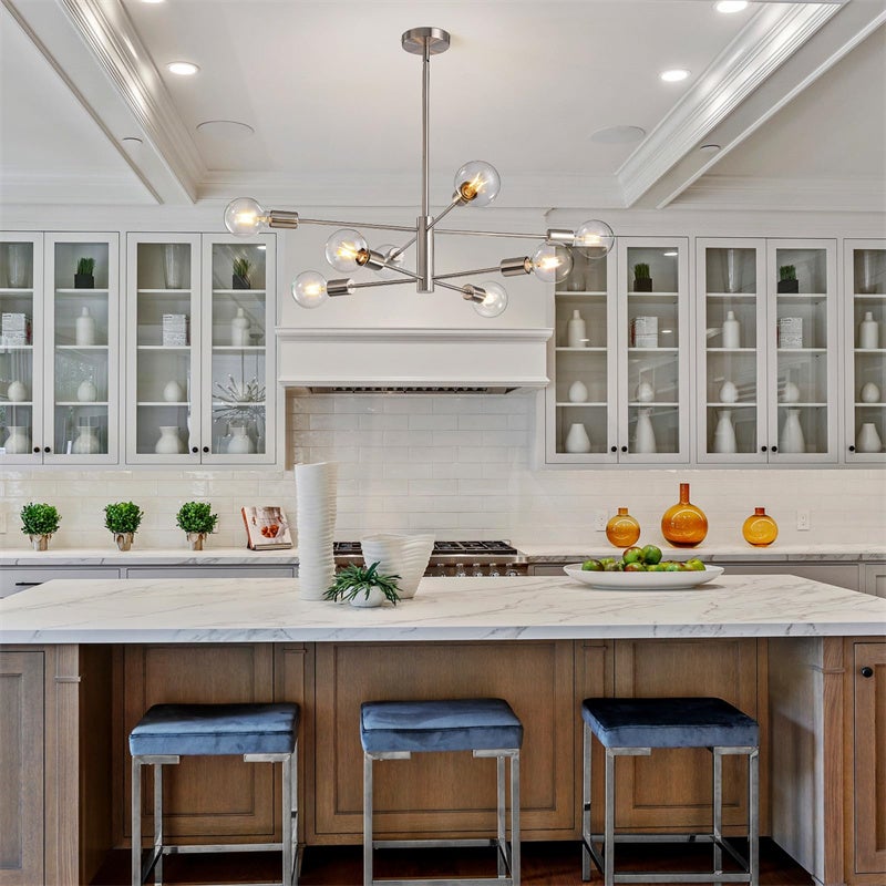 Nowoczesny żyrandol Sputnik,lampa sufitowa z połowy XX wieku z 8 źródłami światła i regulacją wysokości,do sypialni, salonu,żarówka nie jest dołączona - 5