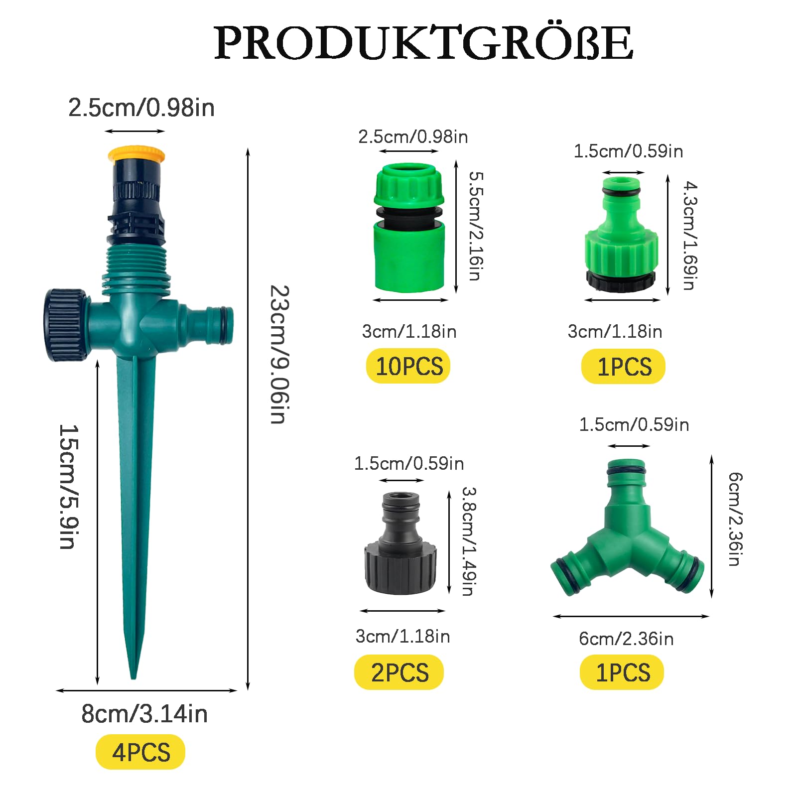 Arroseur Jardin,Arrosage Automatique pour Jardin,Arroseur de Pelouse 360,Arroseur de Jardin Multifonction-RéGlable Vec Raccord De Tuyau 1/2 et Y Set 1 - 3