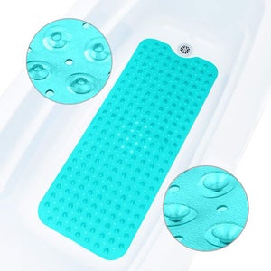 Tapis De Bain Antidérapant Pour Bébé 100x40 Cm - Ventouses Puissantes, Trous De Drainage, Lavable Machine - Sans BPA