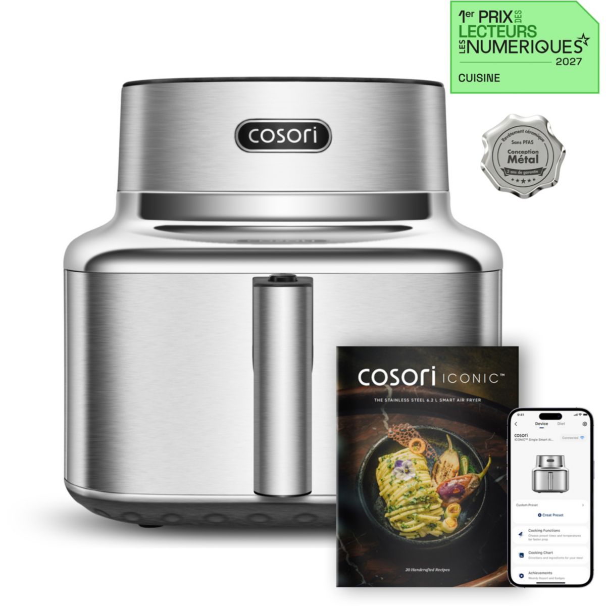 Cosori ICONIC Single Smart 6,2L de acero inoxidable con cesta LIBRE de PFAS - 3
